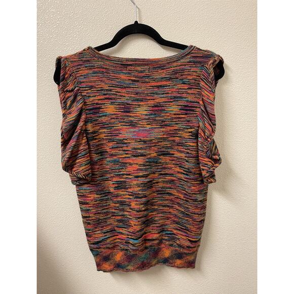 Anthropolige Ruby Flutter Sleeve Sweater Top Rainbow Knit Tank Size S - Picture 4 of 4